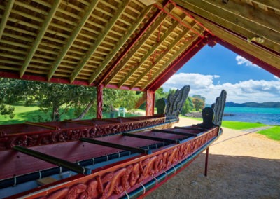 Traditional Maori War Canoe in Waitangi